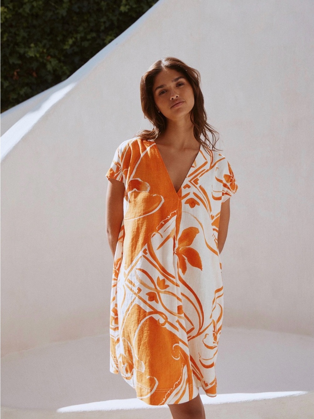 NEXT DIRECT ORANGE TILE PRINT SHORT TUNIC DRESS - BNWT - US16